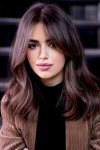 Corte con fleco tipo curtain bangs o fleco largo